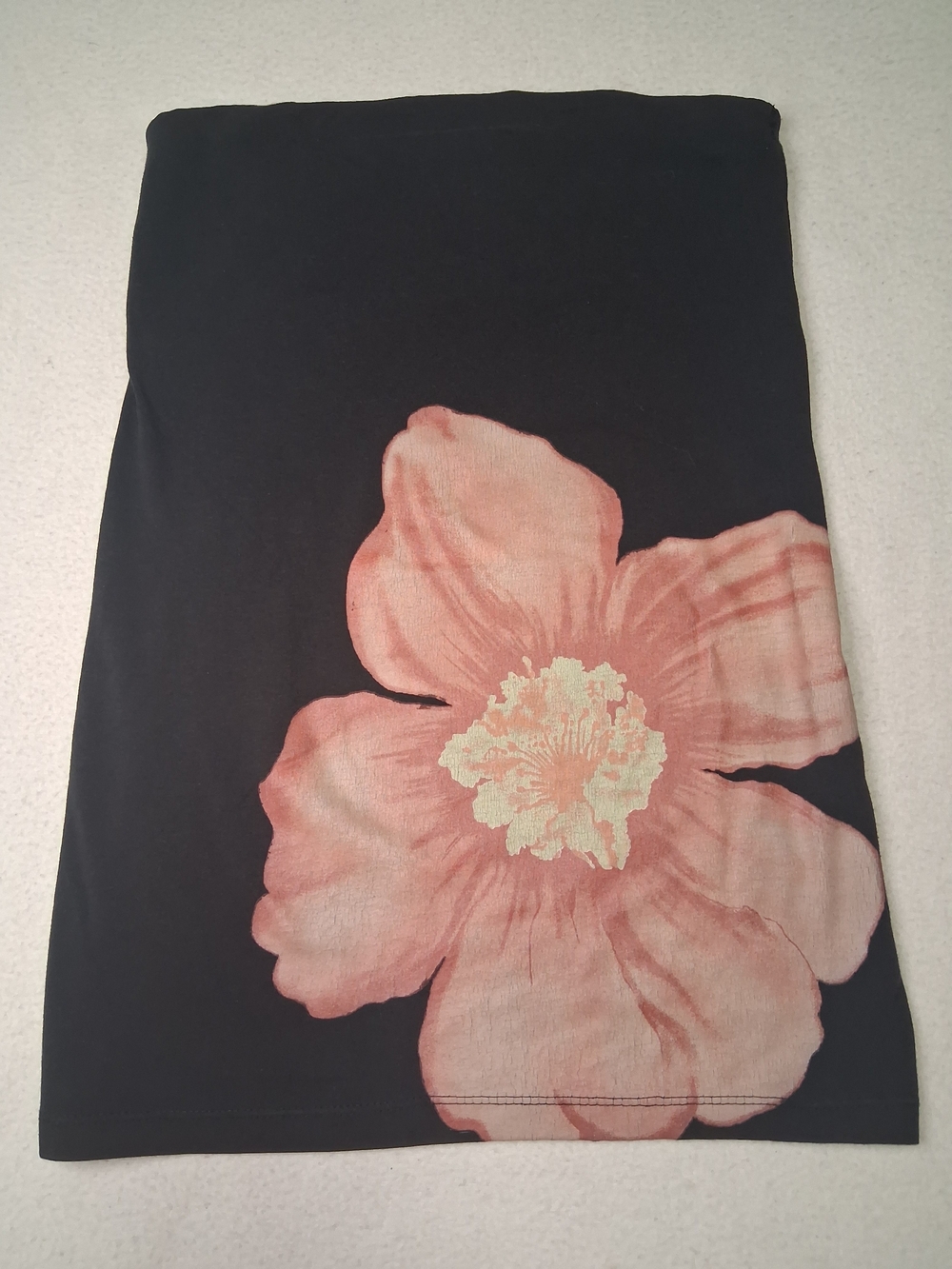 Black Tube Top with Pink Floral Print